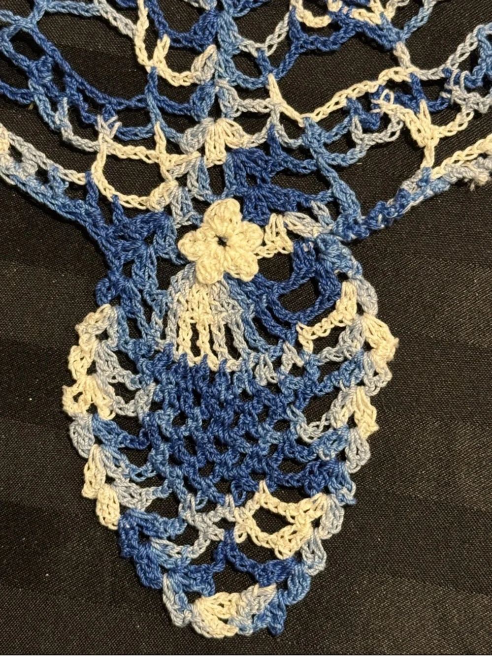 Hand Crocheted Vintage Doily with Flower Center & Little Flower Accents